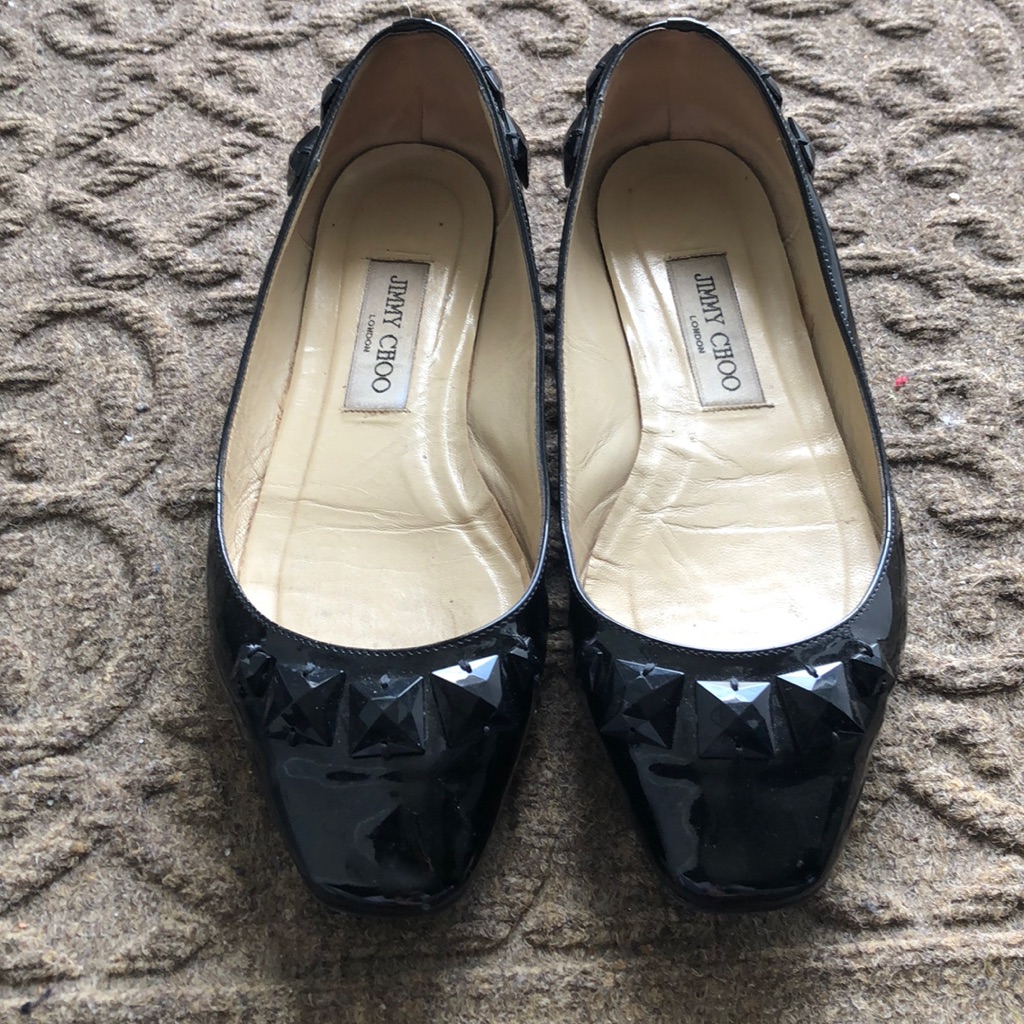 Jimmy Choo Black Patent Leather Flats